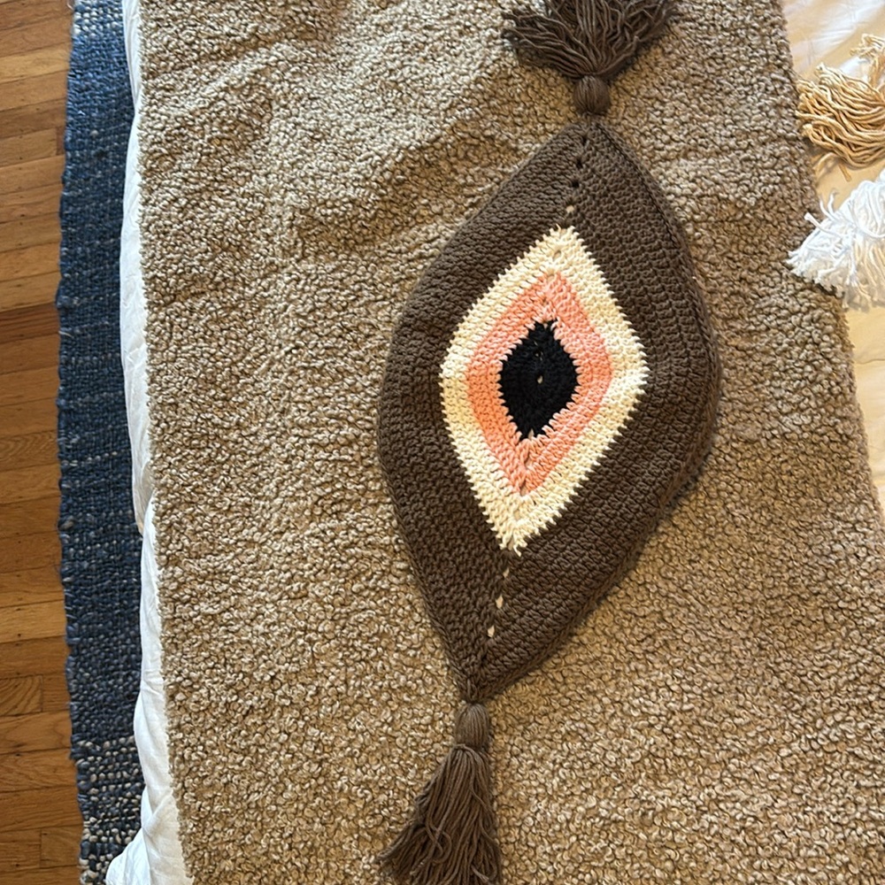Hand crocheted evil eye (brown/light pink/white/black